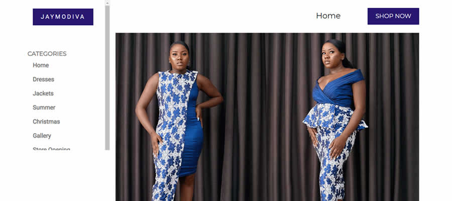 Jaymodiva Fashion House website screenshot