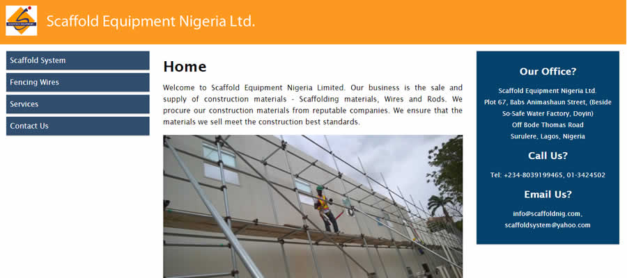 Scaffold Equipment Nigeria Limited website screenshot